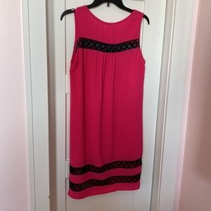 Hot Pink Dress with black lace pattern! 100% Polyester S/M